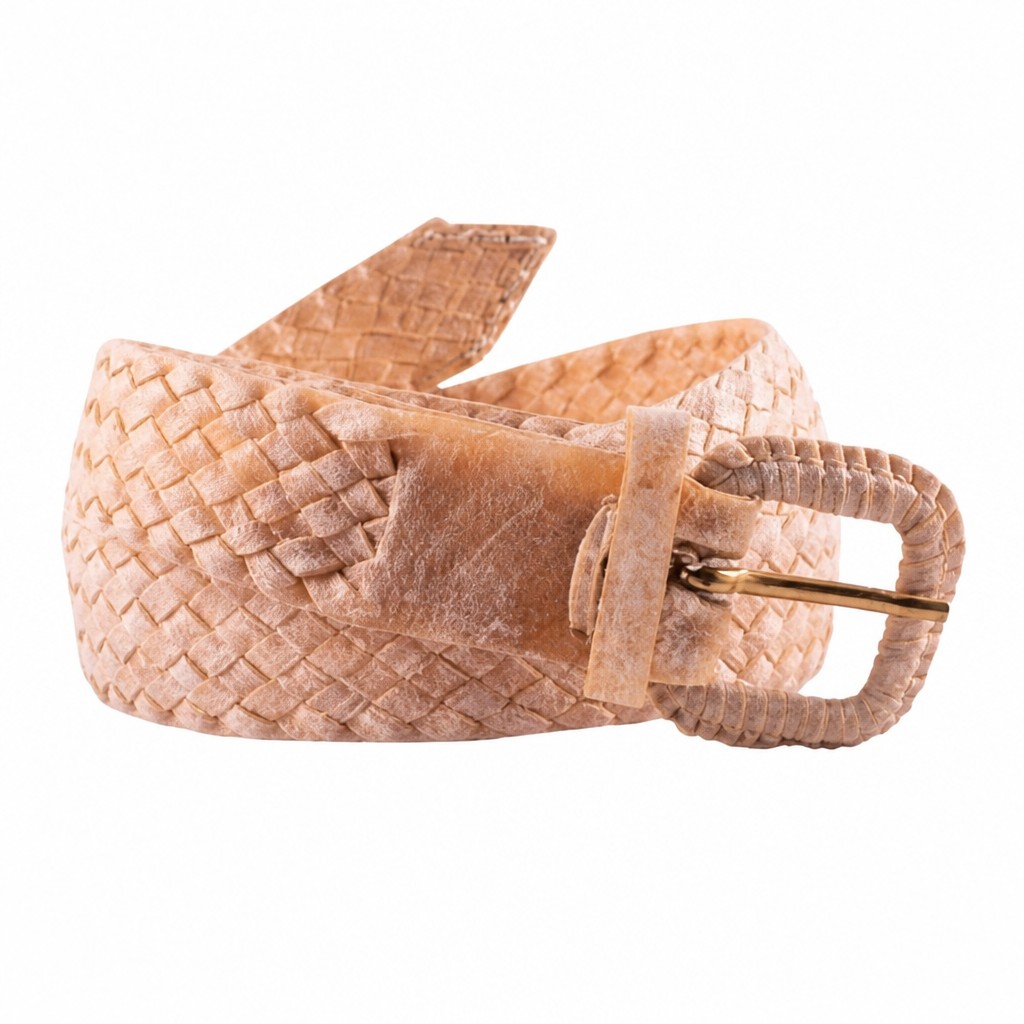 Cinto de cuero para mujer, ancho fino con hebilla trabajada